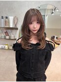 美髪*韓国風小顔サイドレイヤー*シアーベージュ*Zina札幌大通