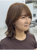 ◎耳かけくすみベージュくびれミディアムボブ似合わせ前髪