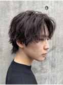 波巻きツイストスパイラルパーマセンターパートウルフ