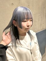 ヲタク(wotaku.) ブルーシルバーホワイトカラーダブルカラー姫カットぱっつん前髪