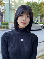 韓国肩上ストレートボブ顔まわり前髪カット