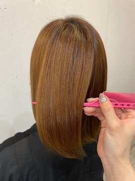 チェリッシュ(Cherish) 小顔丸みボブオレンジブラウンストレート大人可愛い20代30代40代