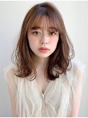 ホワイトグレージュデジタルパーマこなれヘア前髪#254f0622
