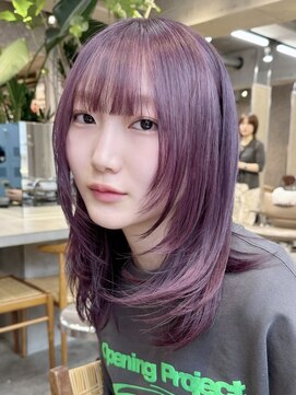 サンク 原宿 表参道(cinq) ピンクベージュラベンダーカラーラベンダーグレージュカラー韓国