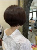 大人のグラボブ/くせ毛カット/ダークブラウン/艶感/40代/50代