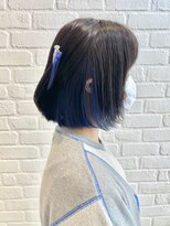 デイジー インデックスヘア 大島店(DAISY index hair)&nbsp;江東区大島イヤリングカラー ブルー ボブ ネイビーブルー 青