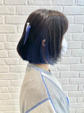 デイジー インデックスヘア 大島店(DAISY index hair) 江東区大島イヤリングカラー ブルー ボブ ネイビーブルー 青