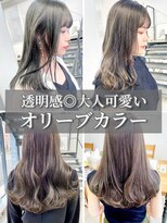 ヘアー アイス 御器所本店(HAIR ICI) 大人美人アッシュオリーブブリーチ無しカラー韓国ヘアモテ髪