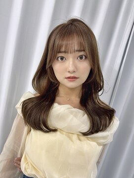 ハピネス 梅田茶屋町店(HAPPINESS) ぱっつん前髪/レイヤーロング/ことりベージュ