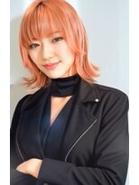 イノセント ヘアーアンドメイク 青葉台(innocent hair&make)&nbsp;コーラルオレンジ、韓国風外ハネレイヤー