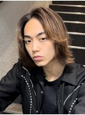 大分メンズ骨格矯正カットミディアムメンズボブブラウンカラー