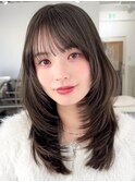 ハイライトカラーミルクティーベージュレイヤーカット