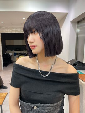 サンド 銀座(sand) ぱつっとボブ×透明感ブルージュ