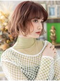 ブリーチなしピンクブラウン韓国風小顔ボブパーマh5北浦和20代