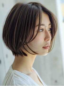 アース 相模大野店(EARTH) ブリーチなしカラー◎丸みショートボブ×春色グレージュ