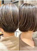 白髪ぼかしハイライト×ショートスタイル