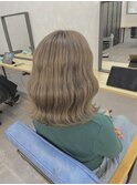 ミルクティーベージュ_グレージュカラーボブウルフ_KO11