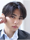 韓国ヘアニュアンスパーマセンターパートシースルーマッシュ
