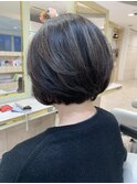 白髪ぼかしハイライトグラデーションボブ40代50代60代ボリューム