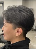 フェザーパーマ/グレーブルーカラー/刈り上げショートパンク