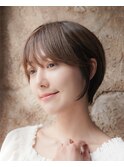 大人可愛い20代30代40代黒髪前下がりショートボブ丸みショート◎