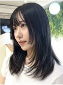 ◎小顔顔まわりレイヤー暗めカラーロングミディアム似合わせ前髪
