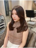 ★レイヤーカット/ショコラブラウン/前髪なし／韓国ヘア／