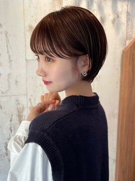 サロウィン 熊本上通り店(SALOWIN) 熊本　丸みショート　イヤリングカラー　シースルー　Arisa.