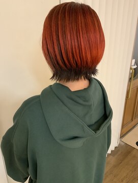 ミディアムレイヤー　白髪ぼかしカラー　オレンジ