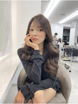 ブラウンカラー/大人カラー/シールエクステ/韓国ヘア