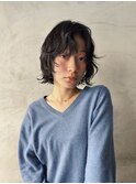 レイヤーボブ/くせ毛風パーマ/顔周りカット/10代20代30代