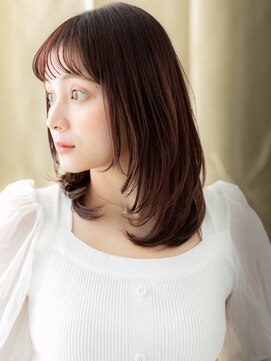 カバーヘア ブリス 大宮西口(COVER HAIR bliss) ピンクベージュ顔周りカットミディアムレイヤーX大宮30代40代