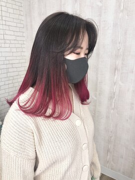 ラッズプラスエイチ(Lads+h) グラデーションカラー レッド 塩基性カラー