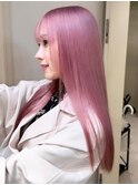 3572シルキーピンクベージュタイトストレート艶髪オルチャンヘア