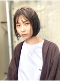 ミニボブ　アッシュブラック　丸みショート