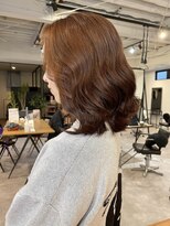 ナンバー(number+)&nbsp;20代30代40代艶感オレンジブラウン透明感くびれボブ外ハネ