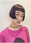グレープカラー×ミニボブ