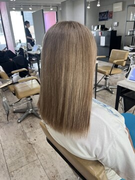 アジールヘア 所沢プロペ通り店(agir hair) シアーミルクティーベージュ小顔ワンレンケアブリーチ所沢韓国