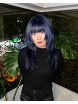 キイ 原宿 表参道(K.e.y)&nbsp;ハイトーンレイヤー／レイヤーカット/ブルー/ネイビー