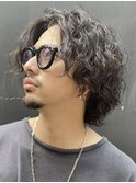渋谷ミディアムヘアメンズボブニュアンスサーフカールウルフ◆
