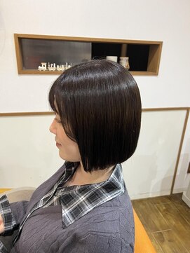 水素ケアカラー/グレージュ/ボブ