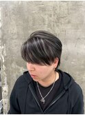 韓国マッシュセンターパートツーブロックメンズハイライトウルフ