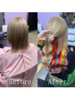 エクステ専門店あるじゃんすー 広島店&nbsp;ブロンド×レインボー#シールエクステ#アンブレラカラー#広島