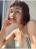 透明感ブラウン/ショートボブ/毛先カール