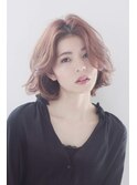 コーラルベージュ 大人キレイなニュアンスカールボブ