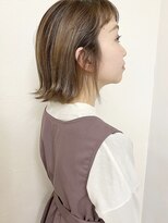 プフ 伏見(puf)&nbsp;ハイライトボブ。伏見/丸の内/髪質改善