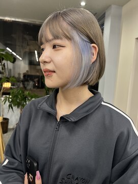 コード 四条河原町駅店(CHORD) インナーカラー/青紫/ボブ/京都三条河原町/髪質改善/10代20代