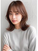 くびれミディ.シースルーバング.韓国.グレージュ
