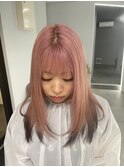 20代30代大人可愛いシアーピンク透明感艶ストレート