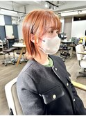オレンジボブ　切りっぱなしボブ　熊本　ruen 髪質改善